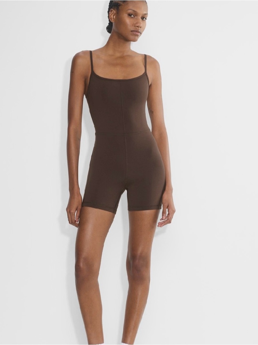 Aritza Chocolate Brown Shaping Romper with Adjustable Straps